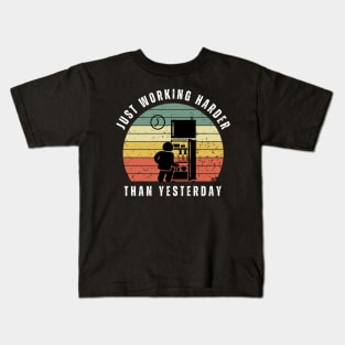 Lazy working from home - eating Kids T-Shirt